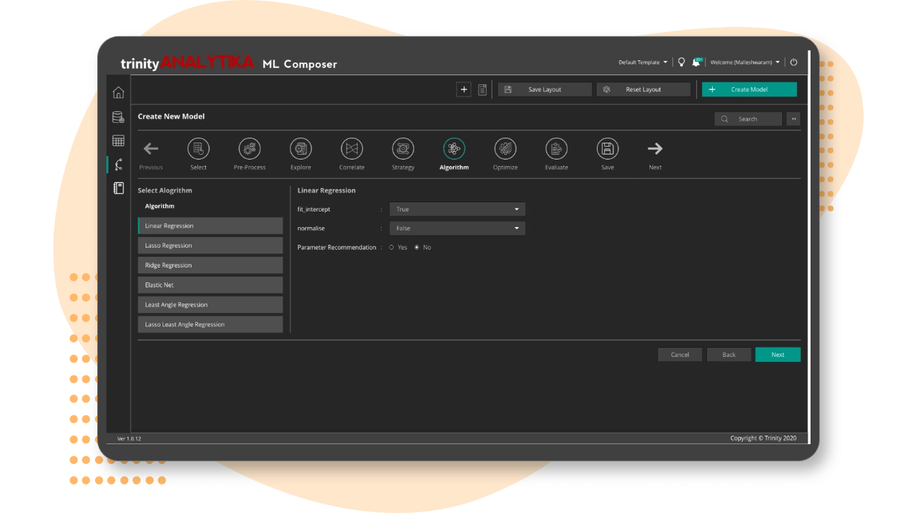 machine learning composer user interface